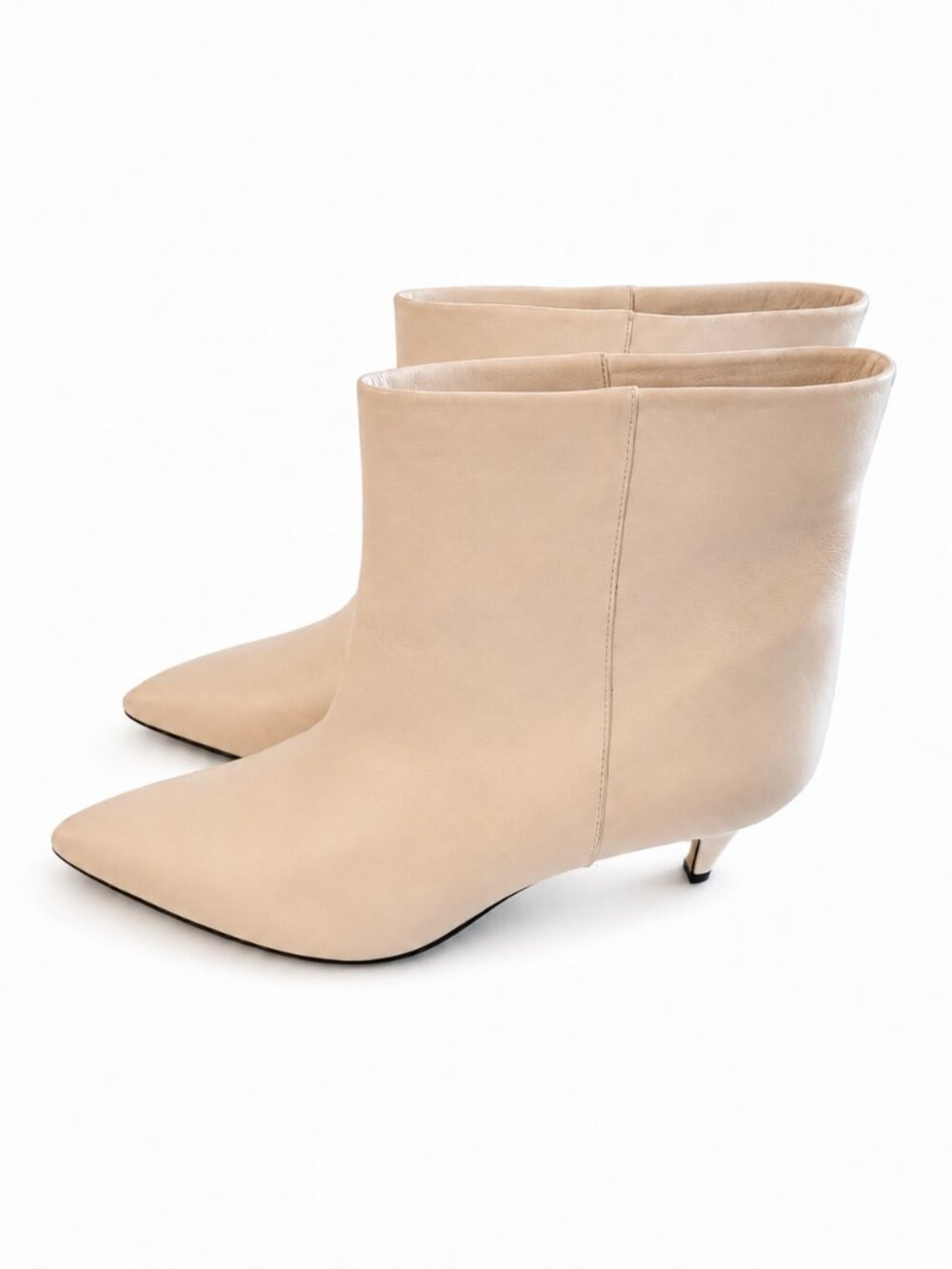 Dolce Vita Bone Ivory Leather Pointed Toe Kitten Heel Ankle Boots Size 8.5